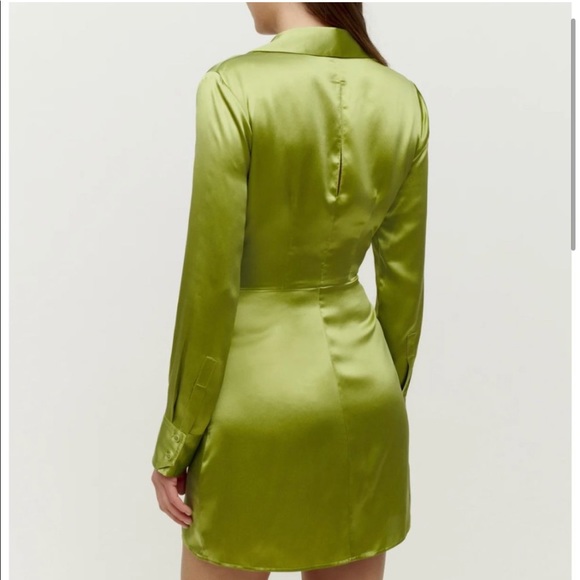 Reformation Alaine Silk Dress in Avocado - Picture 3 of 4
